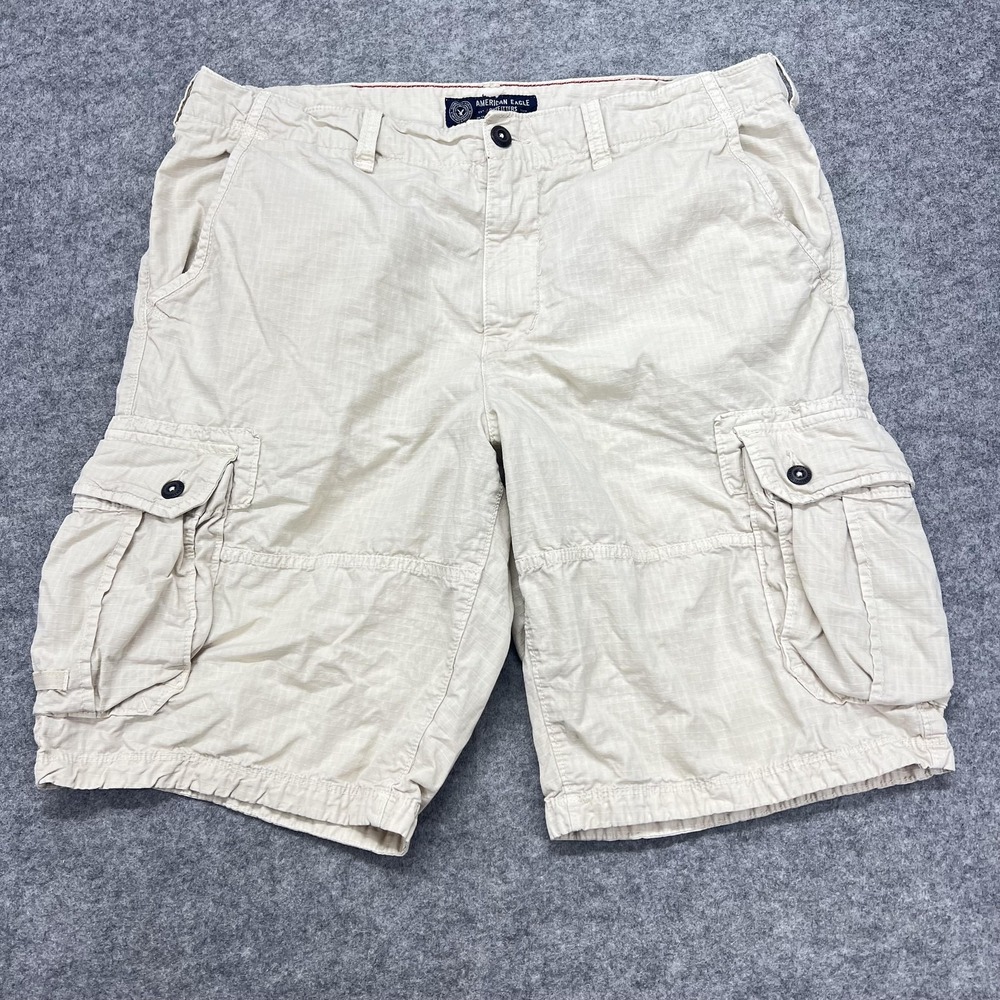 American Eagle Outfitters Cargo Shorts Mens 40* Beige Longboard Ripstop Utility